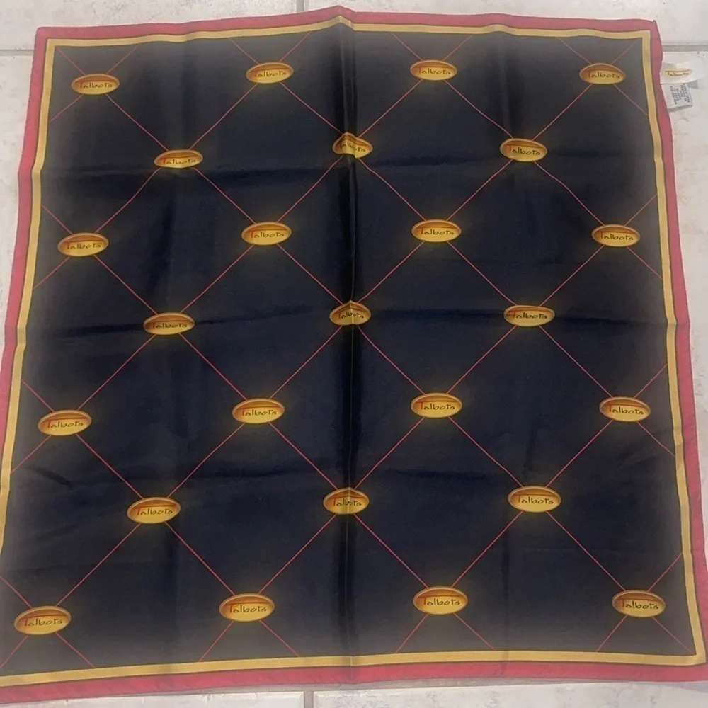 Talbots mini scarf 20”x 20” logo black